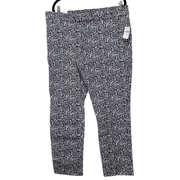 Gap Slim City Crop Pants 14 Regular Black & White Floral Print Bi-Stretch Below- - Picture 1 of 9